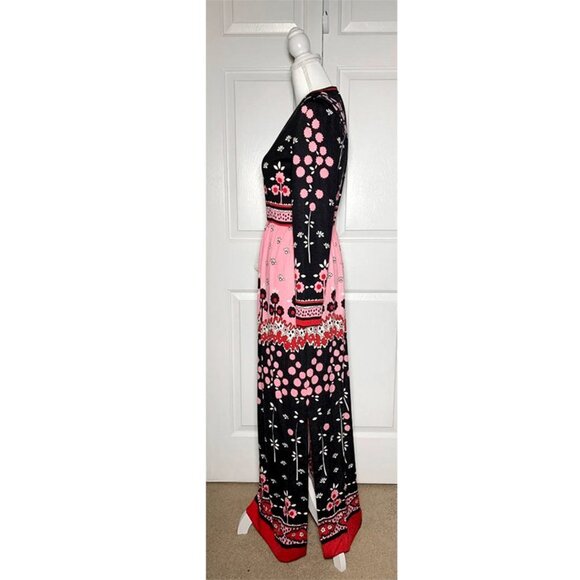 VINTAGE 1970's SAKS FIFTH AVENUE Iris Apfel Style Floral Pop Art Maxi Dress - Picture 2 of 7